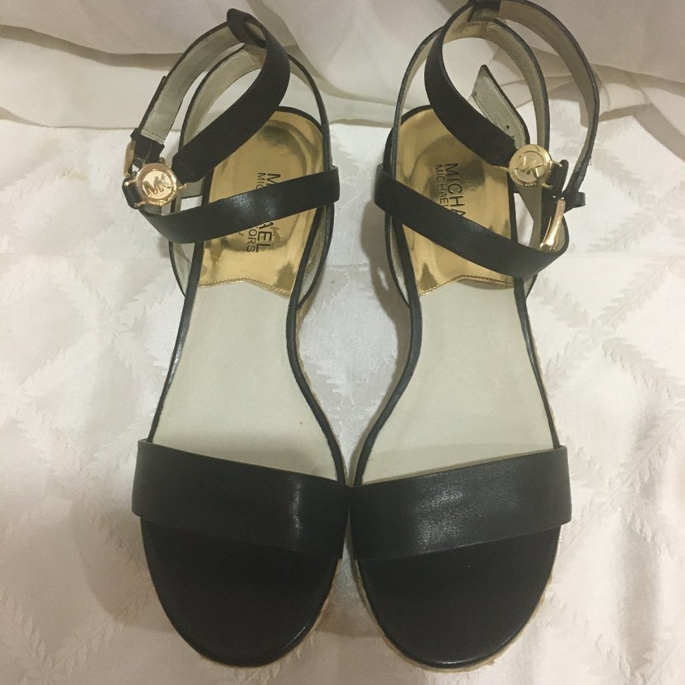 Michael Kors Leather & Braided Wedged Sandal 9